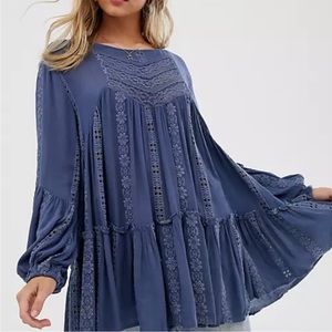 Free People Kiss Kiss Tunic - Navy Size Small BNWT